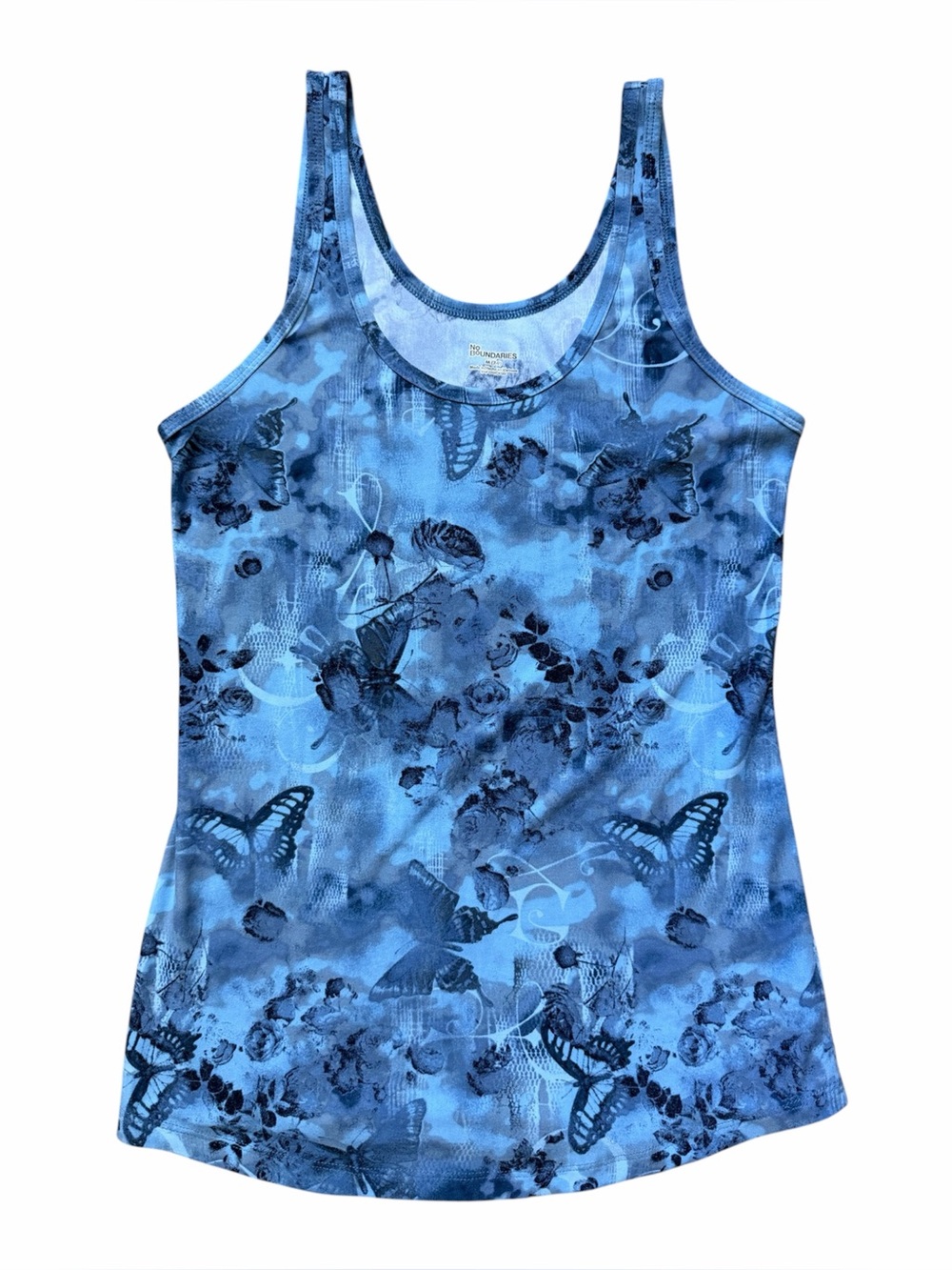 No Boundaries Juniors Floral Butterfly Tank Top